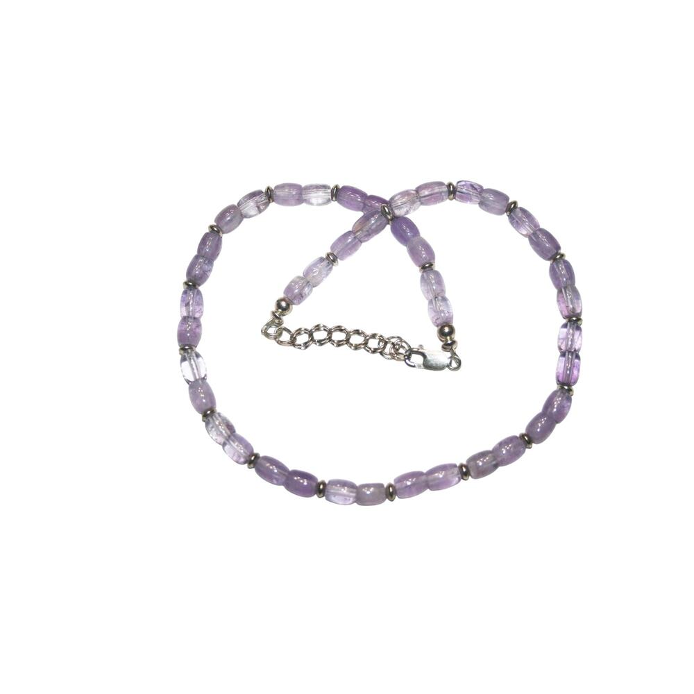 Vintage Sterling Silver and Amethyst Beaded Necklace